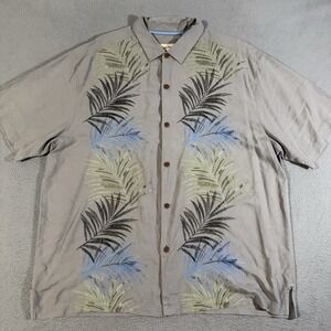 Tommy Bahama Silk Embroidered Camp Floral S/S Shirt Size XXL Beach Vacation